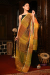 Mahalakshmi ~Handloom Cotton Silk Duppata With Beautiful Print and Designer Tassels ~ Shades of Yellow