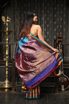 Mahalakshmi ~ Gadwal Pure Silk Handloom Saree in Azure Blue and Cyan Blue