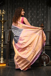 Mahalakshmi ~ Gadwal Pure Silk Handloom Saree in Grey and Powder Pink