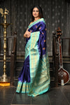 Mahalakshmi ~ Gadwal Pure Silk Handloom Saree in Royal Blue & Cyan Green