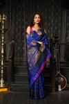 Mahalakshmi ~ Gadwal Pure Silk Handloom Saree in Marine Blue