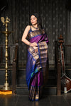 Mahalakshmi ~ Gadwal Pure Silk Handloom Saree in Purple and Dark Blue