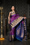 Mahalakshmi ~ Gadwal Pure Silk Handloom Saree in Purple and Dark Blue