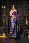 Mahalakshmi ~ Gadwal Pure Silk Handloom Saree in Purple and Dark Blue