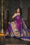 Mahalakshmi ~ Gadwal Pure Silk Handloom Saree in Purple and Dark Blue