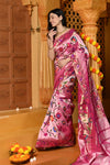 Gaurangi - Garden of Heritage – Handloom All Over Pure Silk Paithani Saree with Floral Handwork in Soft Pink