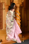 Gaurangi - Garden of Heritage – Handloom All Over Pure Silk Paithani Saree with Floral Handwork in Slake White (Shipping IN 70 Days)