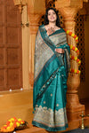Gaurangi ~ Handloom Pure Tussar Silk Saree With Beautiful Madhubani Print~Quartz Blue