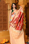 Gaurangi - Garden of Heritage – Handloom All Over Pure Silk Paithani Saree with Floral Handwork in Zari Yellow