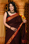 Gaurangi ~ Pure Cotton Saree in Regal Magnetic Brown with Exclusive Zari Border & Pallu