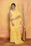 Mastaani ~ Handblock Printed Cotton Saree With Natural Dyes - Yellow