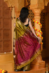 Gaurangi ~ Handloom Cotton Silk Saree with  Golden Border in Exclusive Lemon Yellow with Red Pallu