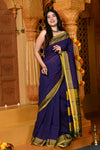 Gaurangi ~ Handloom Pure Cotton Ilkal Saree with Resham Pallu in Marine Blue