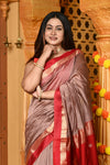 Gaurangi ~ Handloom Cotton Silk Saree with  Golden Border in Exclusive Slake with Red