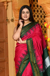 Gaurangi ~ Handloom Pure Cotton Ilkal Saree with Resham Pallu in Reshami Pink Green