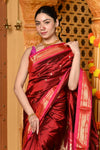 Gaurangi ~ Handloom Pure Silk Paithani Saree with Exclusive Parrot Pallu in Maroon