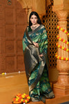 Gaurangi ~ Viscose Hand-dyed Rangkaath Saree in Monochrome Green Dark Green