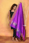 Mastaani ~ Handloom Pure Silk Paithani Dupatta With Beautiful Handweave and Tassels ~ Purplish Wine