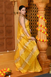 Gaurangi ~ Handloom Cotton Silk with Sleek Designer Border in Sunrise Yellow