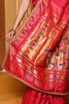 Gaurangi Premium ~ Handloom Pure Silk Paithani Saree with Exclusive Embroidered Border & Handcrafted Double Pallu in Pink
