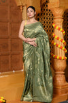 Gaurangi ~ Viscose Hand-dyed Rangkaath Saree in Exclusive Sage Green