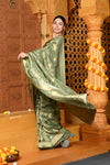 Gaurangi ~ Viscose Hand-dyed Rangkaath Saree in Exclusive Sage Green