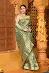 Gaurangi ~ Viscose Hand-dyed Rangkaath Saree in Exclusive Sage Green