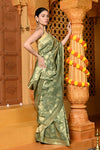 Gaurangi ~ Viscose Hand-dyed Rangkaath Saree in Exclusive Sage Green