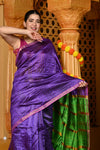 Gaurangi ~ Designed By VMI~ Handloom Pure Tussar Silk Saree With Sleek Border~ Lilac Green