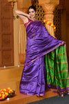 Gaurangi ~ Designed By VMI~ Handloom Pure Tussar Silk Saree With Sleek Border~ Lilac Green