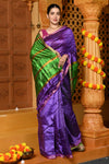 Gaurangi ~ Designed By VMI~ Handloom Pure Tussar Silk Saree With Sleek Border~ Lilac Green