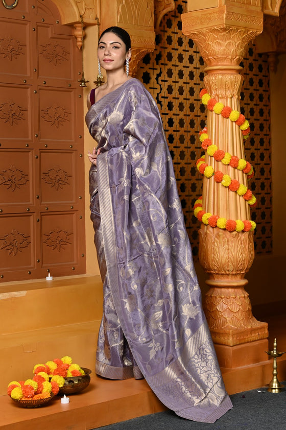 Gaurangi ~ Viscose Hand-dyed Rangkaath Saree in Exclusive Lavender