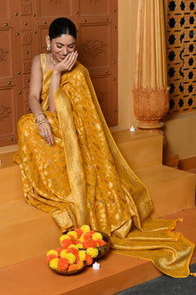  Gaurangi ~ Viscose Hand-dyed Rangkaath Saree in Exclusive Yellow
