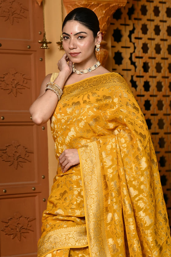 Gaurangi ~ Viscose Hand-dyed Rangkaath Saree in Exclusive Yellow