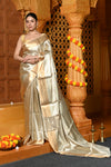 Gaurangi ~ Exquisite Silved Gold Pure Tissue Saree with Golden Border