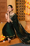 Gaurangi ~ Handloom Cotton Silk Saree with Golden Border in Exclusive Royal Green