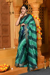 Gaurangi ~ Viscose Hand-dyed Rangkaath Saree with Cut Work Border in Marine Blue