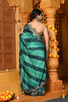 Gaurangi ~ Viscose Hand-dyed Rangkaath Saree with Cut Work Border in Marine Blue