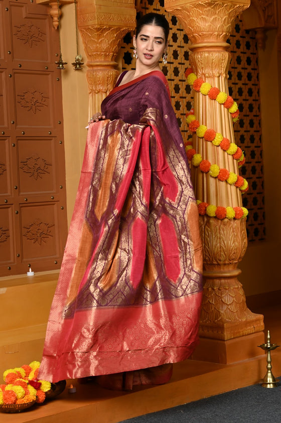 Gaurangi ~ Viscose Hand-dyed Saree in Mauve Purple