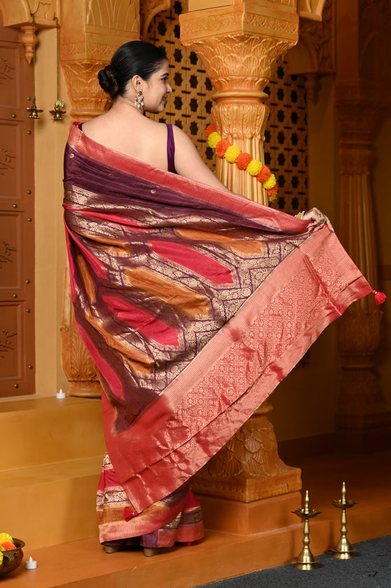 Gaurangi ~ Viscose Hand-dyed Saree in Mauve Purple