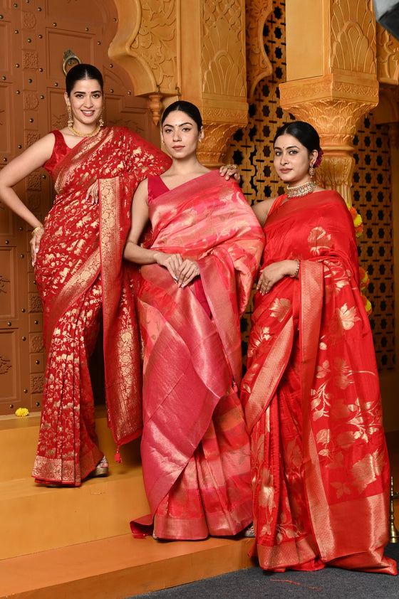 Gaurangi ~ Viscose Hand-dyed Rangkaath Saree in Exclusive Red