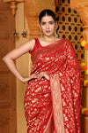 Gaurangi ~ Viscose Hand-dyed Rangkaath Saree in Exclusive Red