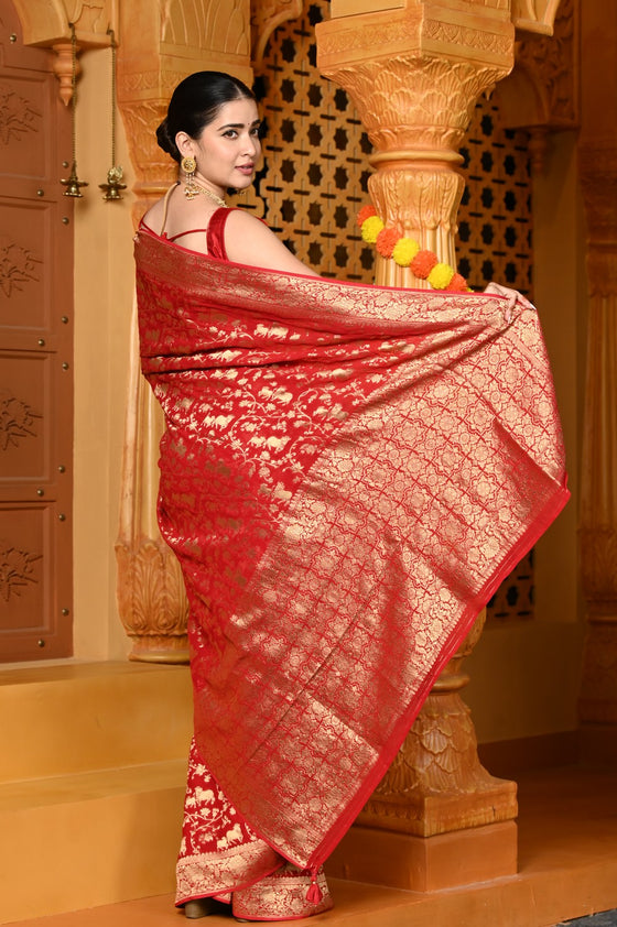 Gaurangi ~ Viscose Hand-dyed Rangkaath Saree in Exclusive Red