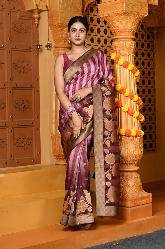 Gaurangi ~ Viscose Hand-dyed Rangkaath Saree in Maroon Pink