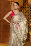 Gaurangi ~ Viscose Tissue Saree with Hand-Embroidered Gota Patti in Beige