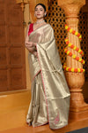 Gaurangi ~ Viscose Tissue Saree with Hand-Embroidered Gota Patti in Beige