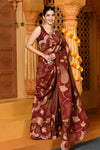 Gaurangi ~ Viscose Hand-dyed Rangkaath Saree with Cut Work Border in Brown