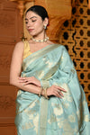Gaurangi ~ Viscose Hand-dyed Rangkaath Saree in Sky Blue