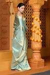Gaurangi ~ Viscose Hand-dyed Rangkaath Saree in Sky Blue
