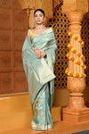 Gaurangi ~ Viscose Hand-dyed Rangkaath Saree in Sky Blue